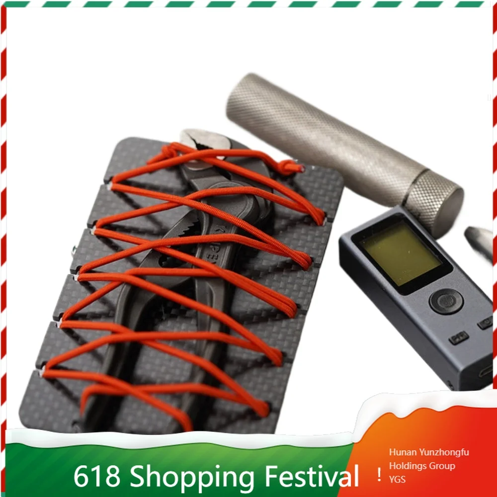 Portable EDC Tool Combination Board Carbon Fiber Elastic Storage Card For Daily Carry And Emergency Outdoor Activities