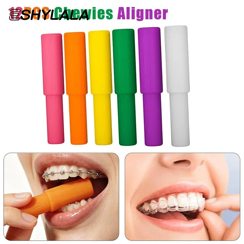 Dental Aligner Chews Set 12PCS Soft Silicone Tray Seater Fruit Flavor Chewies for Braces Retainer Seating Aid