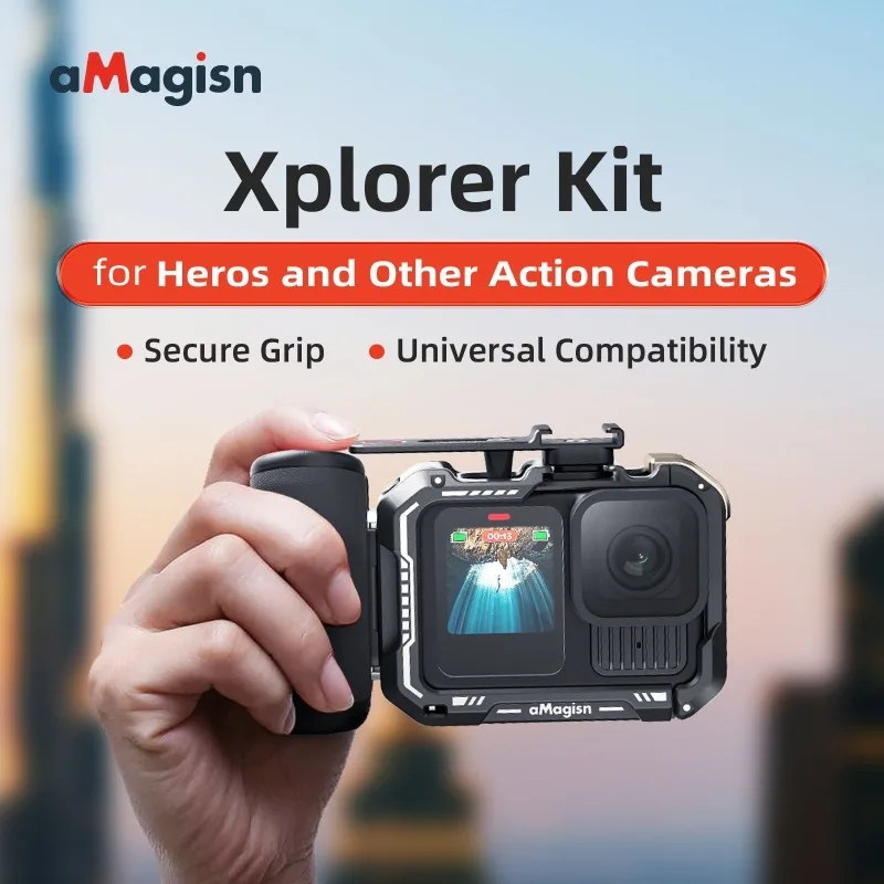 Kit de Empuñadura aMagisn Xplorer para Gopro Hero 13 Black, Empuñadura para Cámara con Montura de Liberación Rápida y Accesorios de Marco Metálico