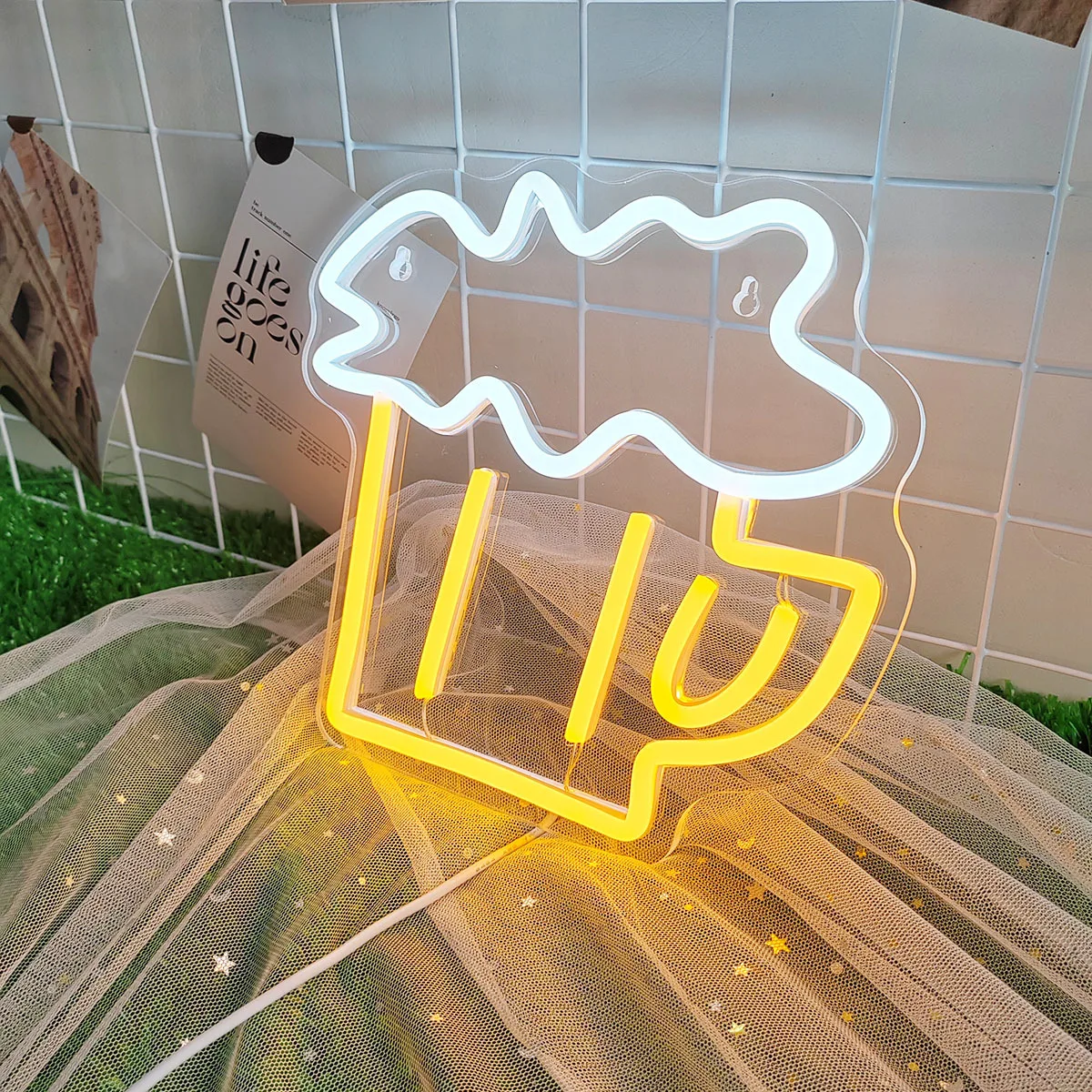 LED Beer Glass Neon Light Glowing Festival Decoration Desktop Atmosphere Neon Lamp KTV Bar Home Party Decor Adult Kid Gift