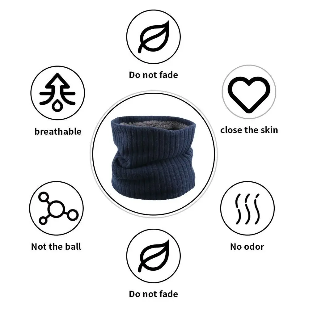 Accessories Double-Layer Windproof Thick Collar Scarf Neck Warmer Winter Neck Gaiter Fleece Lined Scarf Circle Loop Scarves