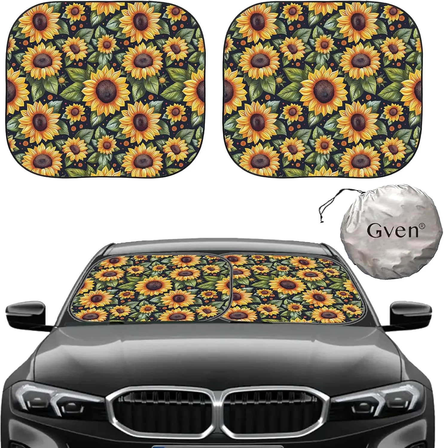 

Солнцезащитный козырек на лобовое стекло, 2 шт., с Bonus Sunflower, автомобильный солнцезащитный козырек для переднего окна, технологии 2025, отражающий УФ и тепло, солнцезащитный козырек