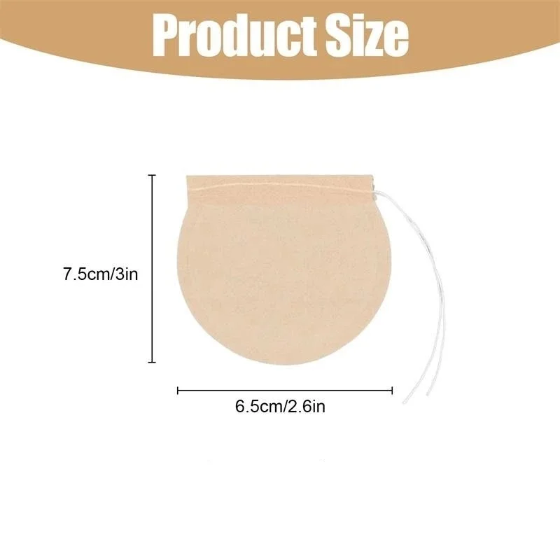 100 قطعة أكياس الشاي القابل للتصرف ، أكياس الشاي تصفية الرباط أكياس تصفية الشاي القابل للتصرف ، أكياس الشاي الرباط المستديرة أكياس ورق فلتر الشاي #6