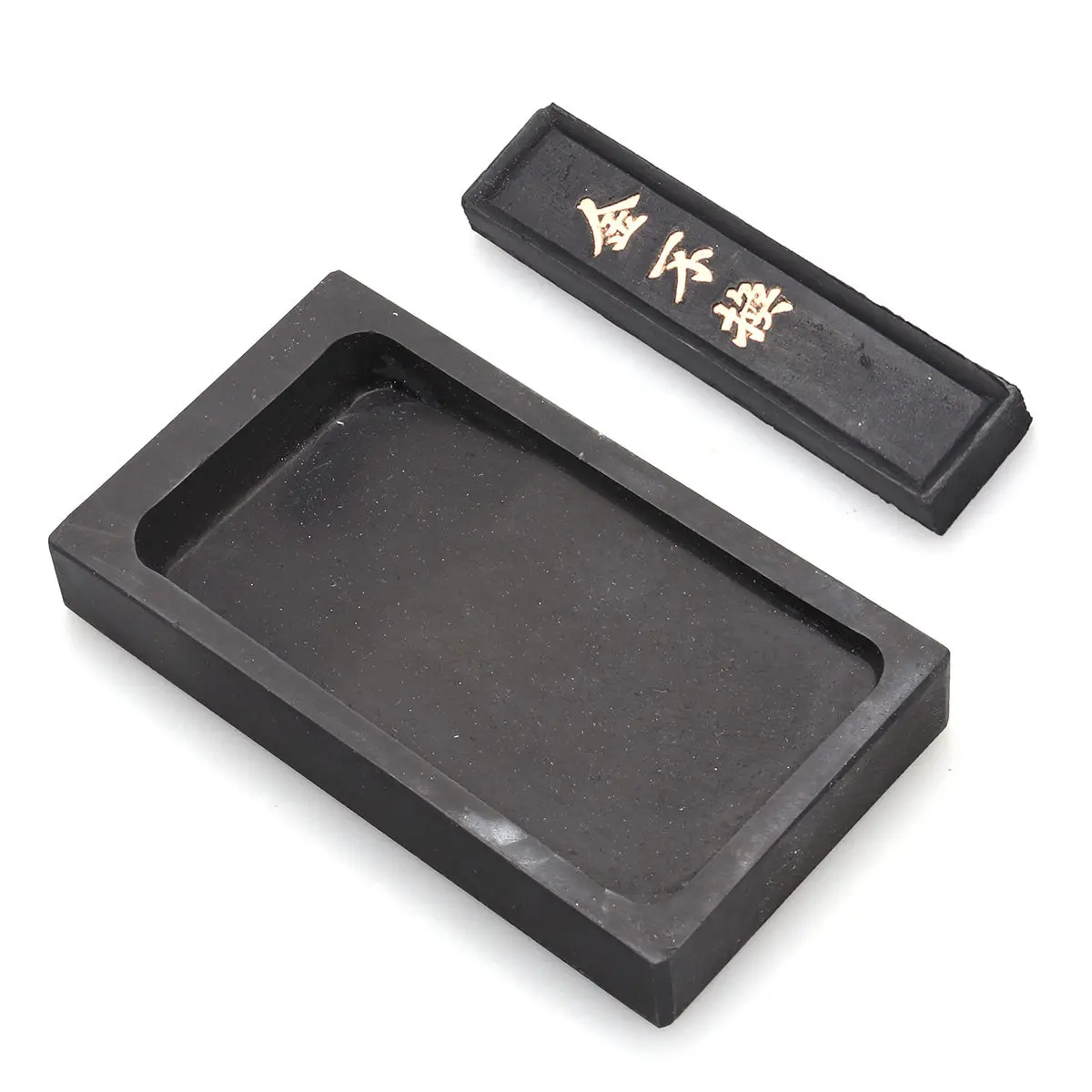 2pcs 5 Inch Natural Inkstone Chinese Traditional Calligraphy Stone For Painting Smooth Ink Grinding Dense Texture Luowen Pattern