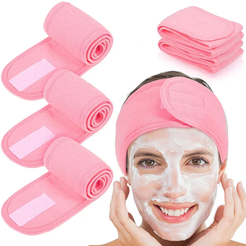 Diadema Facial de SPA ajustable para mujer, banda para el cabello de maquillaje de baño, diademas para lavado de cara, toallas suaves, accesorios de maquillaje para el cabello