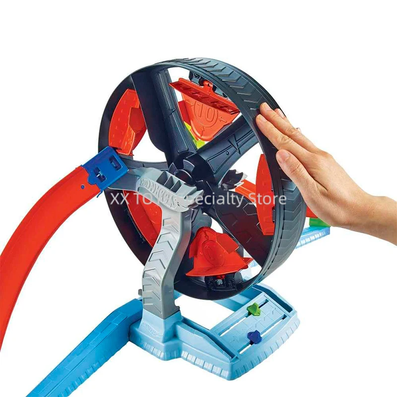 Hot Wheels Action Spinwheel Challenge Spielset mit Track Launchers Schwungrad gegen Track Set Kinder Geburtstag Geschenkset gjm77