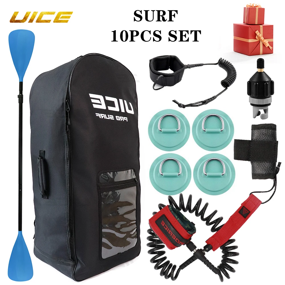 10pcs Surfboard Bag Set Surfboard Backpack SUP Board Leash Surf   Boat PVC Patch Aluminum Two Head Paddle Surfing Accessories