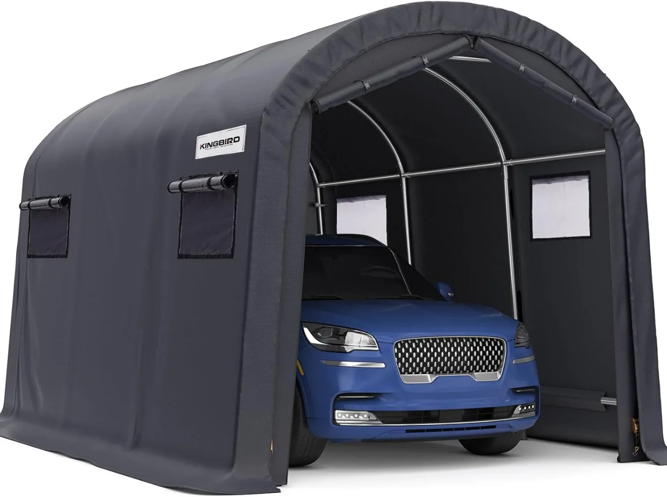 10' x 15' Heavy Duty Round Style Carport with Roll-up Ventilated Windows Car Tent Carport Tent Outdoor Instant Garage Car