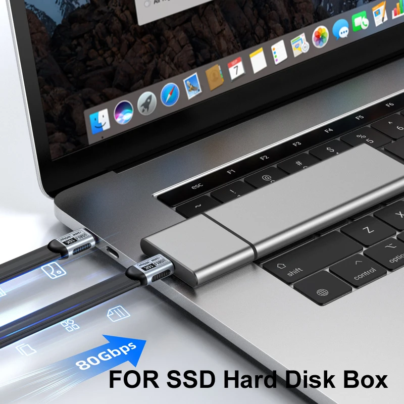80Gbps Data PD 5A 240W Fast Charger USB 5.0 TYPE-C Audio Video 16K@60Hz Cable For Thunderbolt 5/4/3 SSD MacBook Hard Disk GAME P view 3