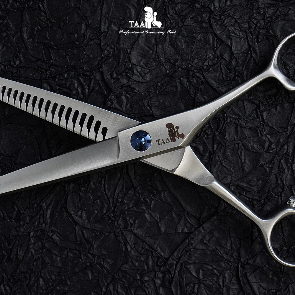 TAA Dog Scissors Pet Grooming Scissors for Dog Original Design Magic Shears Straight & Curved Professional Handmade 7 Inch Shear