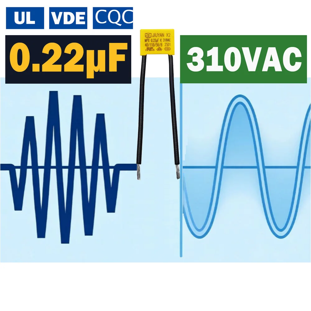 

Capacitors for Led Light 220nF 0.22uF 224K X2 Safety Capacitor 310V AC 310vac Bipolar Non-polarized Capacitors