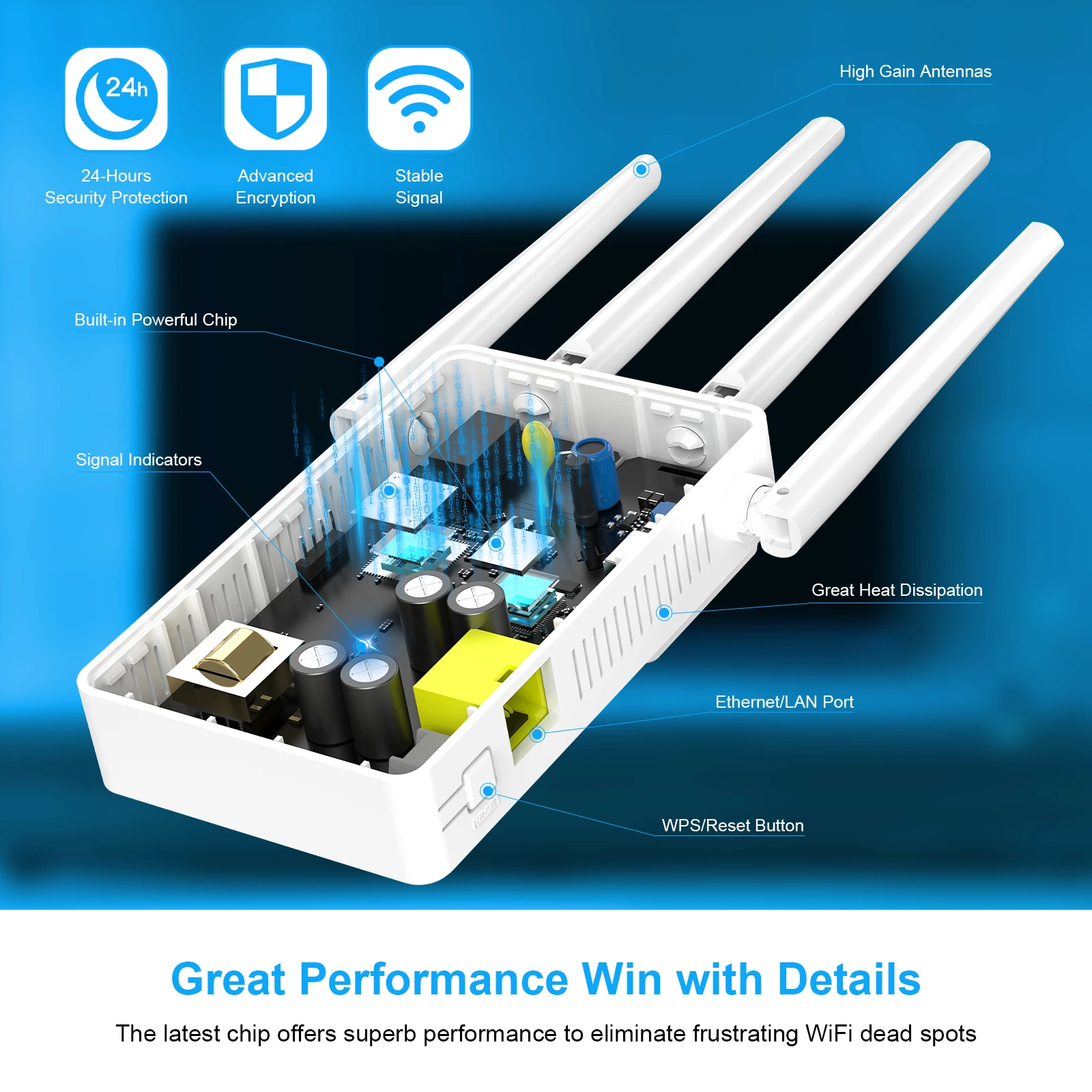 COMFAST 1200Mbps WiFi Repeater Smart Router Wifi Amplifier Dual Band 2.4G&5G Wireless Extender Signal Wi-Fi Long Range Amplifier