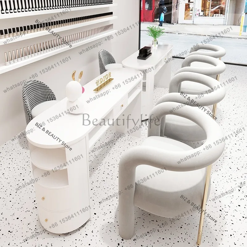 FG Japanese-style Lacquered Nail Tables Nordic with Pulleys Beauty Salon Nail Tables Economy Type Storage Furniture Tavolo JTN