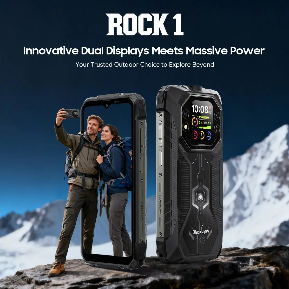 Blackview ROCK 1 هاتف ذكي متين 6.56 بوصة HD + IPS عرض 8 جيجابايت + 256 جيجابايت بطارية 15000 مللي أمبير في الساعة 55 وات 16 ميجابكسل كاميرا 4G أندرويد 16 NFC