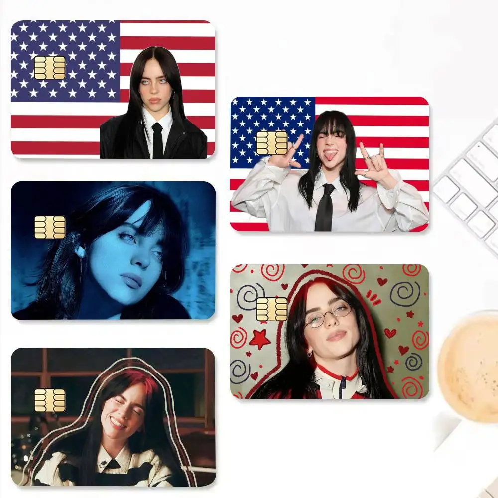 POP Singer Billie-e Eilish Credit Card HD Stickers Small Chip Waterproof Sticker Game Card Decal Gift