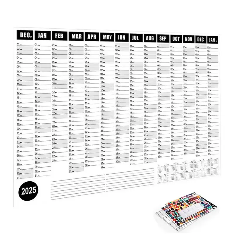 2025 Wall Calendar Year Planner Wall Calendar Flexible Yearly Planner Smooth Full Year Wall Calendar Yearly Planner For School