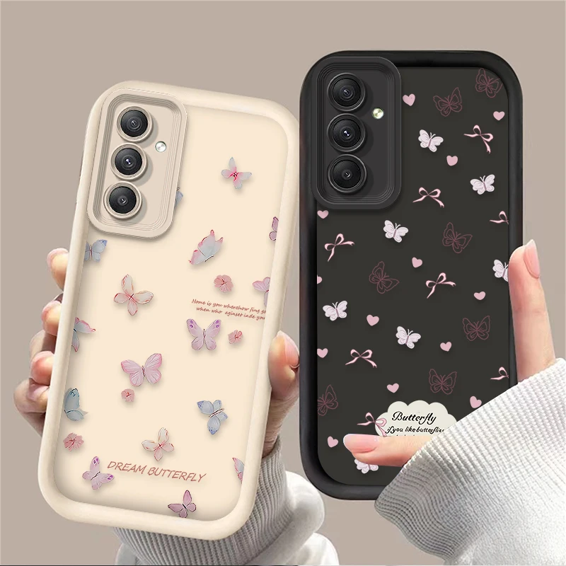 Mooie Vlinder Bloem Siliconen Case voor Samsung Galaxy A35 A55 A15 A25 A16 A06 A05 A05S A24 A13 A23 A12 A22 A32 A52 A71 A51 4G