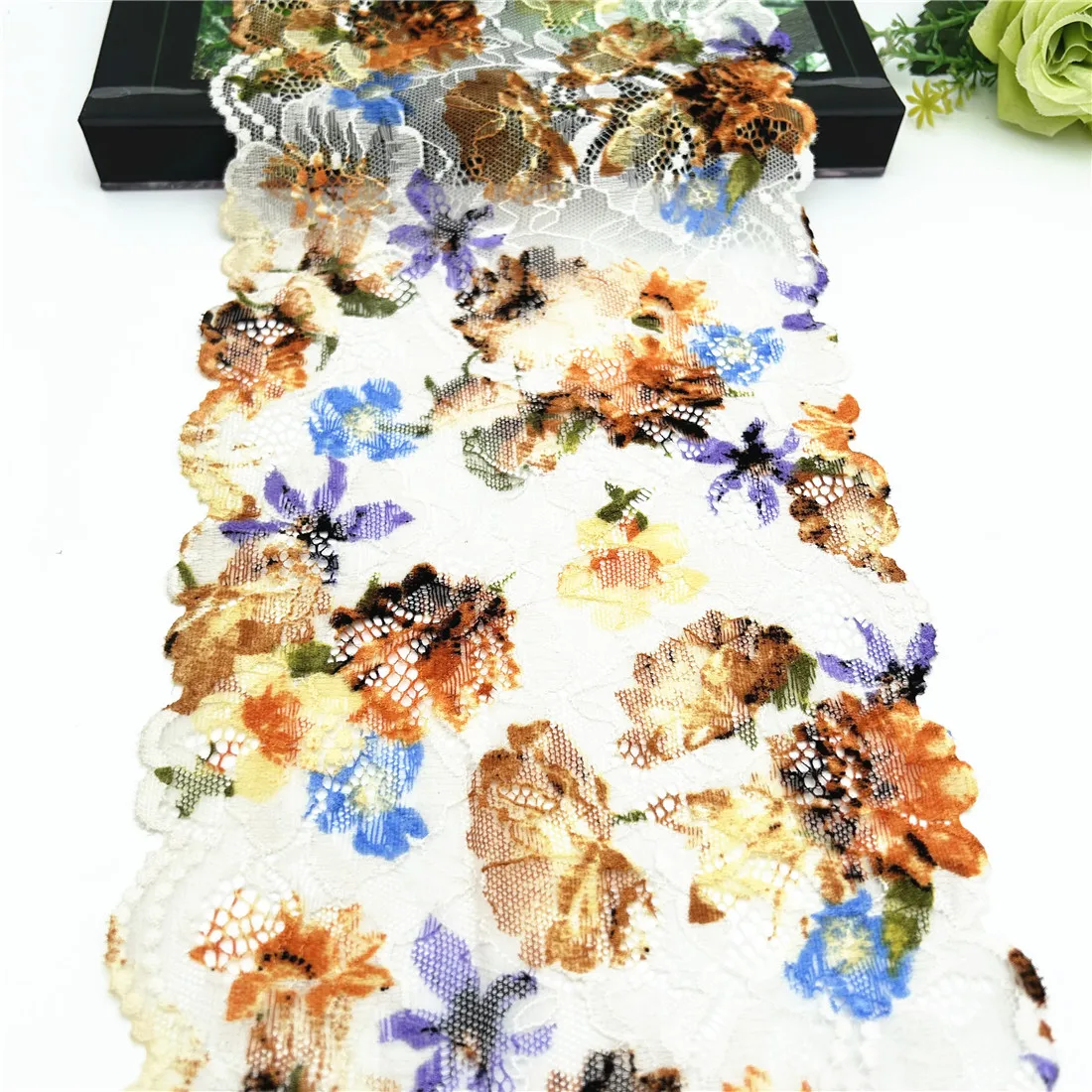 3y/lot Width 18cm Mixed Orange Elastic Stretch Lace Trim For Clothing Accessories Dress Sewing Applique Costume Lace Fabrics