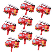 5/10/30/50pcs Mini Fire Truck Foil Balloon Fireman Theme Party Small Size Balloons for Fire Firefighter Party Firetruck Birthday