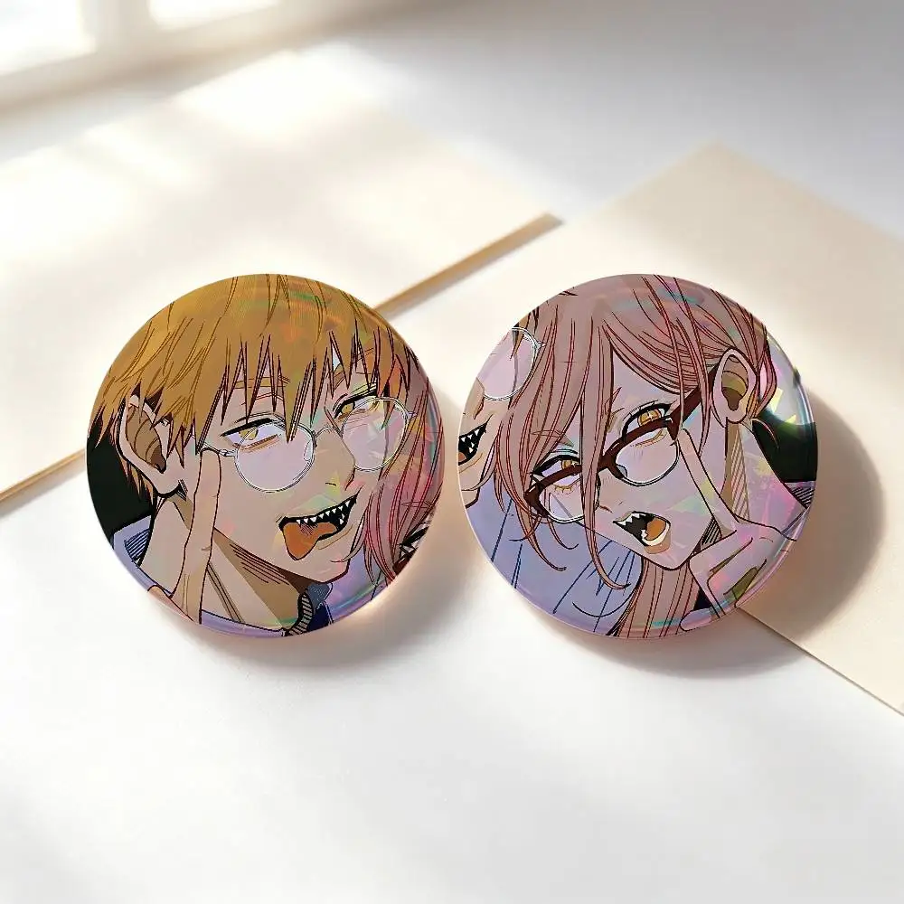 Denji And Power Anime Characters Badges 25 32 44 58 75 Mm Round Cosplay Pin Bag Decor Fans Collect Friends Gifts Brooch Souvenir