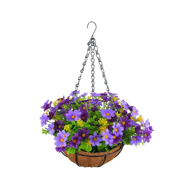 [A38F!NEW!】 Simulation Flower Hanging Basket For Patio Lawn Garden Decor, For The Decoration Of Outdoors And Indoors- Purple