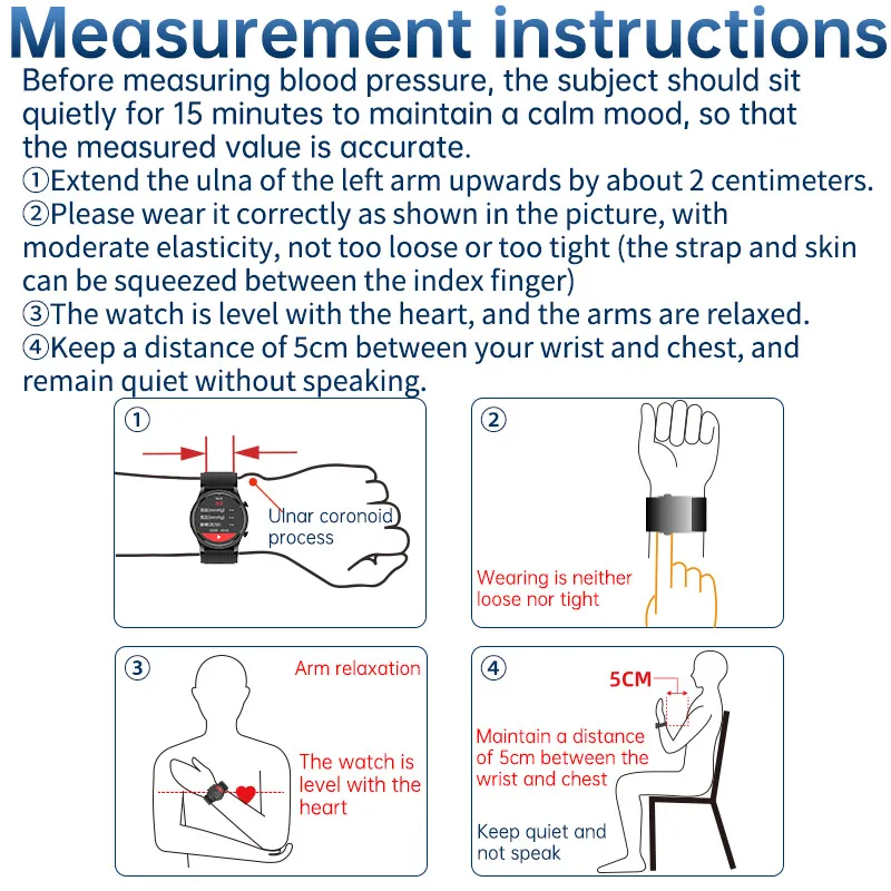 المعصم مضخة هواء الضغط ضغط الدم ECG PPG درجة الحرارة الصحة ساعة ذكية بلوتوث دعوة صوت مساعد Smartwatch
