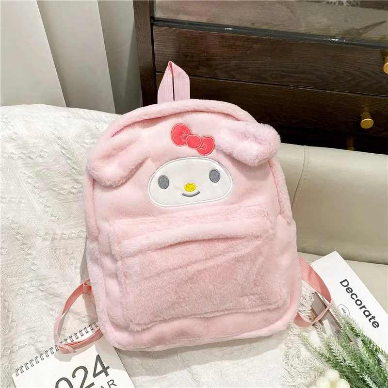 NEW Sanrio Plush Backpack Kuromi Y2K Hello Kitty Schoolbag Pompom Purin BAG Travel Makeup Storage Girl Kawaii Gift