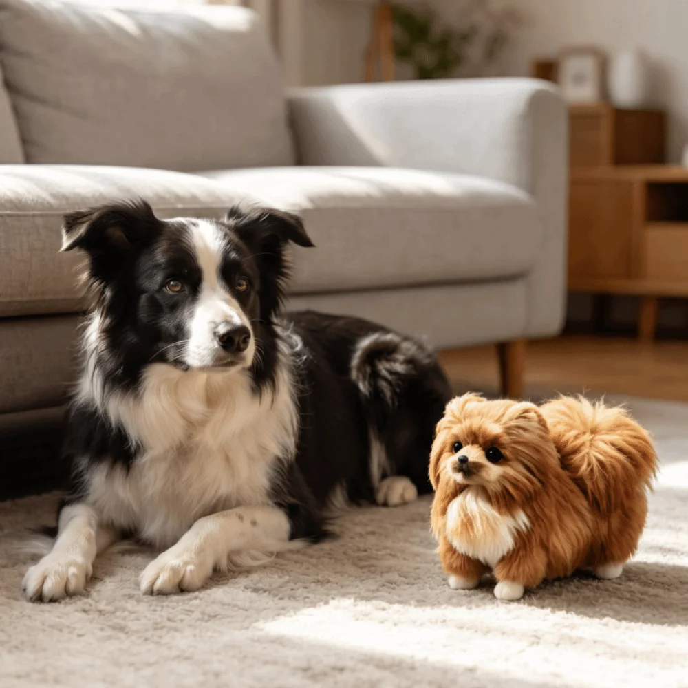 Furry Simulation Dog Doll Handcrafted Polyethylene Realistic Dog Toy Lifelike Design Cute Pomeranian Toy Display Purpose