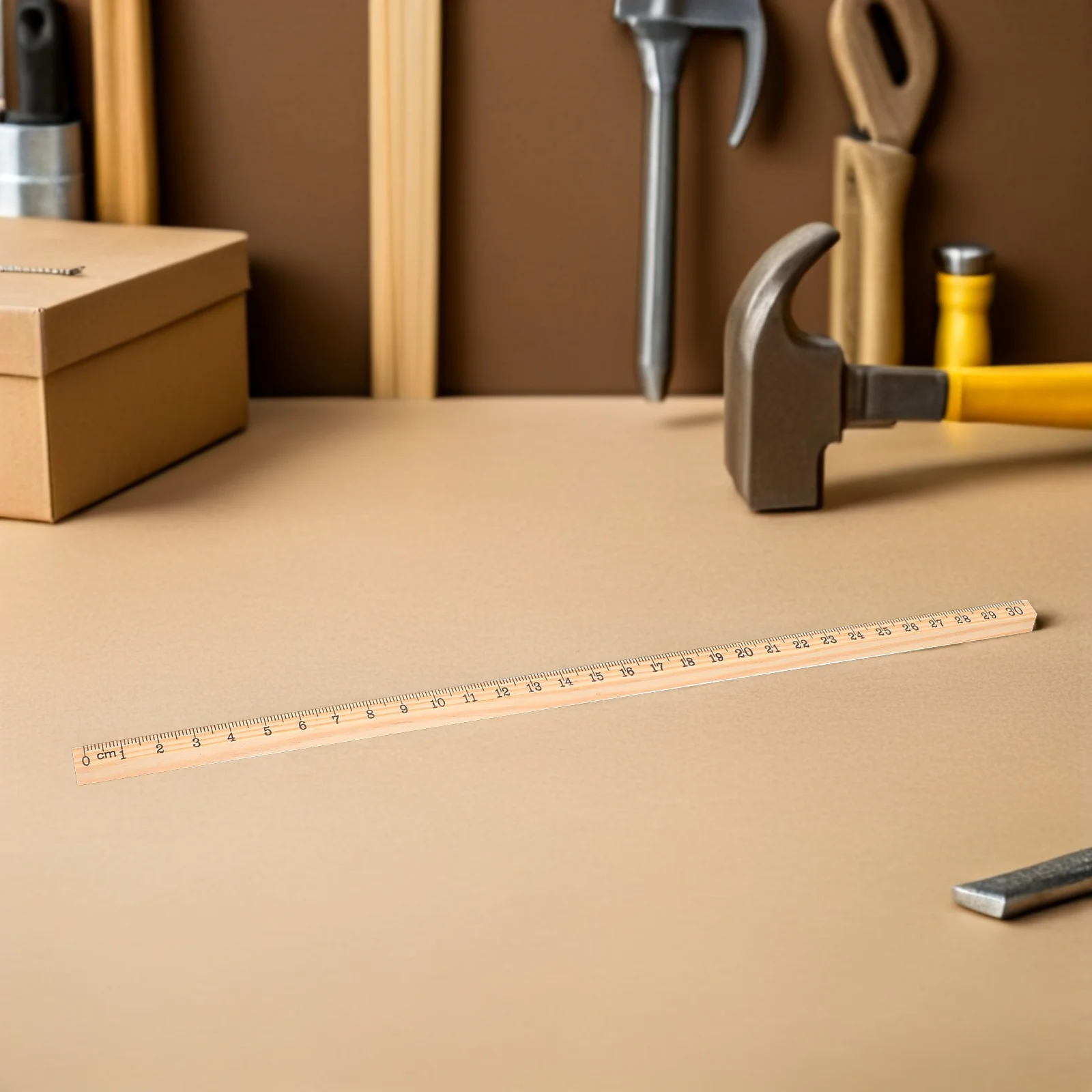 15pcs 30Cm Wooden Ruler Wood Straight Rulers Single Sided Scale Measuring Drafting Tool For School Office Home Study Woodworking