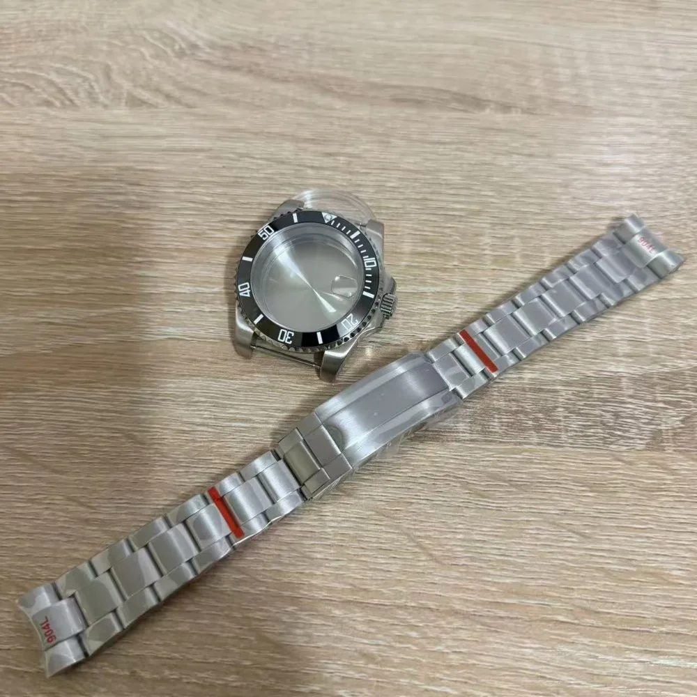 40mm nh35 caixa de relógio pulseira aço inoxidável vidro safira para nh34 nh35 miyota 8215 movimento 28.5mm dial submariner daytona