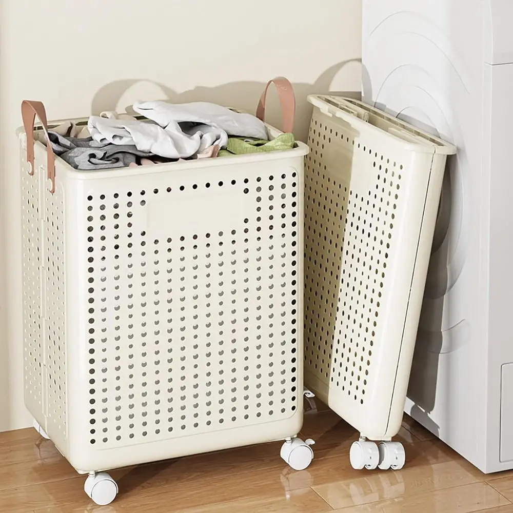olding Laundry Hamper Basket, Dirty Clothes Basket with 4 Wheels, Clothes Storage Organizer, Laundry Room Organization or Bathro