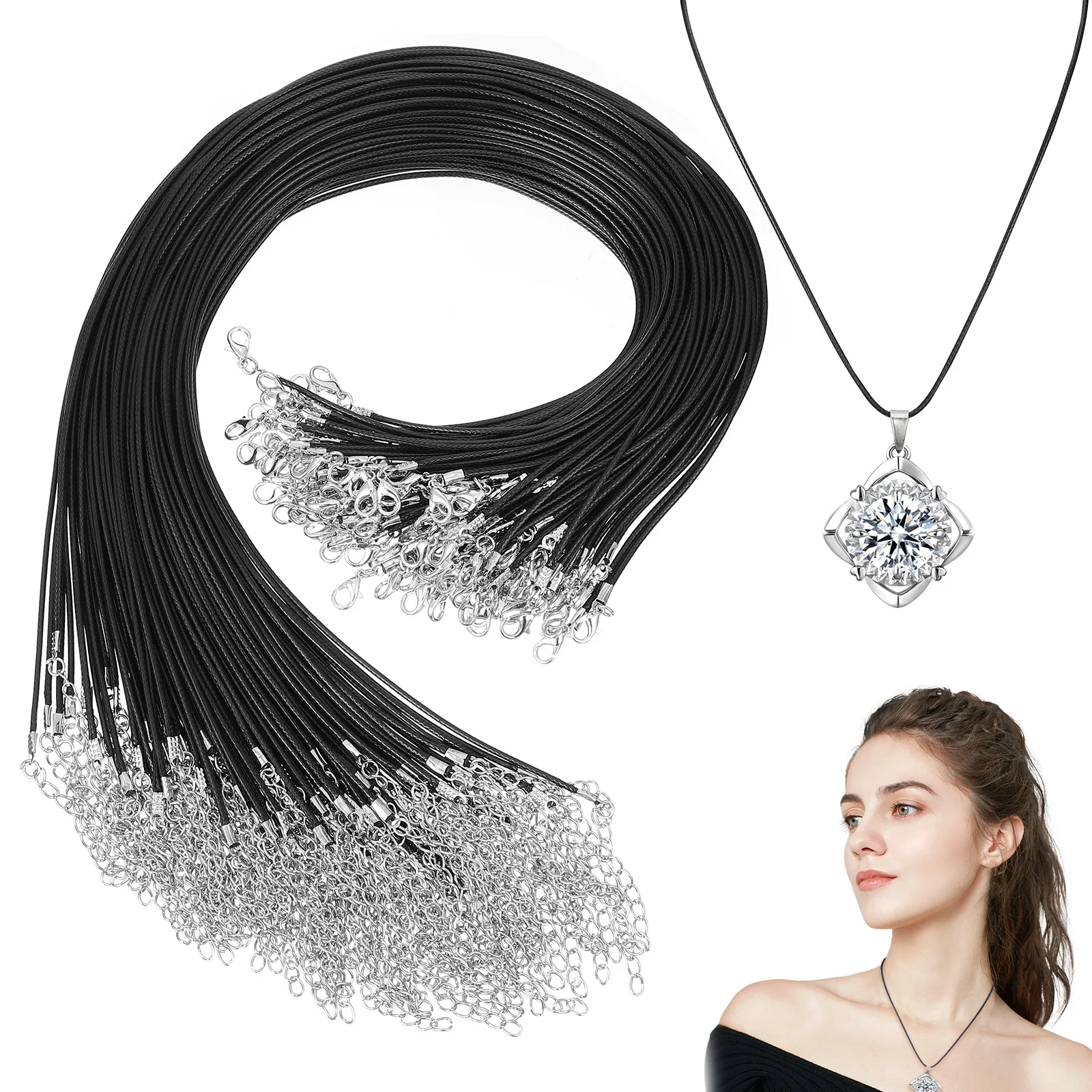 

Black Cord 1 5mm Necklace Cords for Pendants DIY Jewelry Making Supplies Necklace Cord With Clasp Bracelet String Lanyard