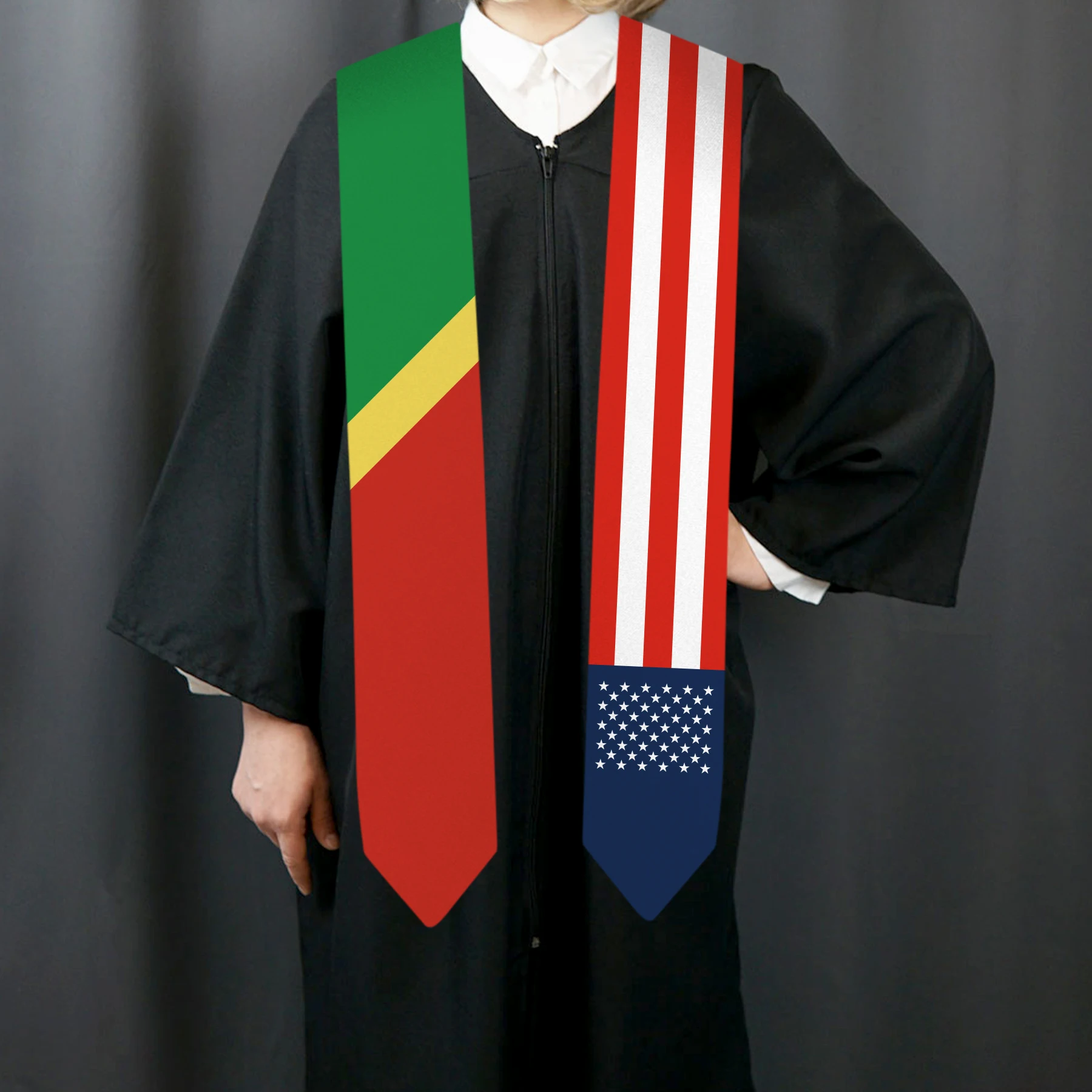 13x180cm USA And Republic of Congo Brazzaville Bachelor Gown Accessory Graduation Sash Scarf