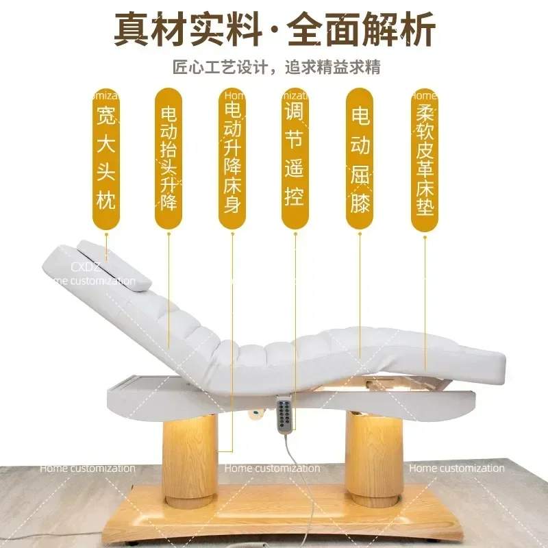 Electric Lifting Beauty Bed Multifunctional Adjustable Treatment Table with Ambient Light for Spa Salon Facial Tattoo