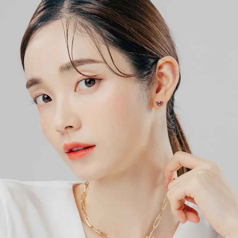 925 فضة موضة لطيف البطيخ على شكل الزركون وأقراط الهدايا الإبداعية المرأة مجوهرات الصيف حفلات أعياد الميلاد