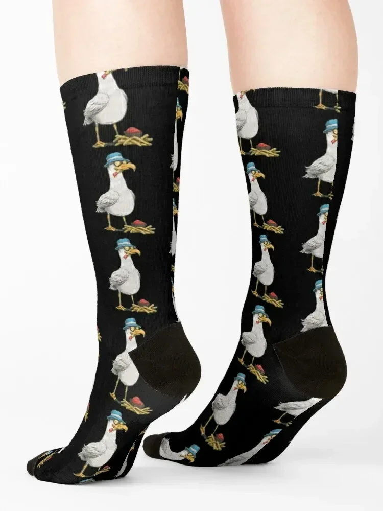 Seagull with fries Classic Socks new year retro shoes tennis Socks Woman Men's