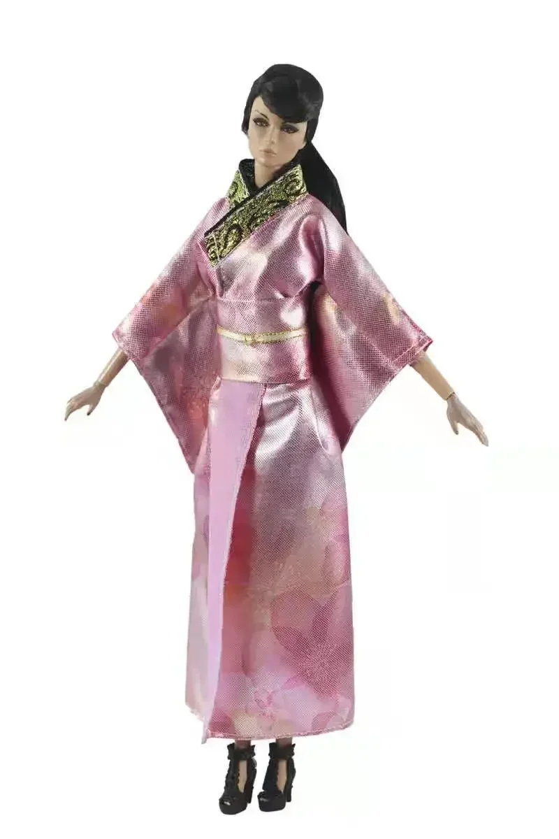 Cosplay 1/6 BJD Accessories Japanese Robe Traditional Kimono Dress For Barbie Doll Clothes Long Yukata Costume Dollhouse DIY Toy