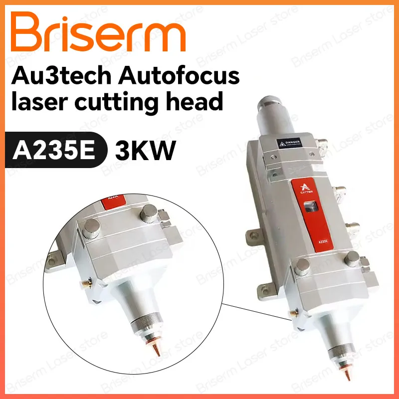 Au3tech A235E Fiber Laser Cutting Head 3000W Auto Focus F125 F150 Plane 3D Cutting For Carbon Steel Stainless Steel Aluminum