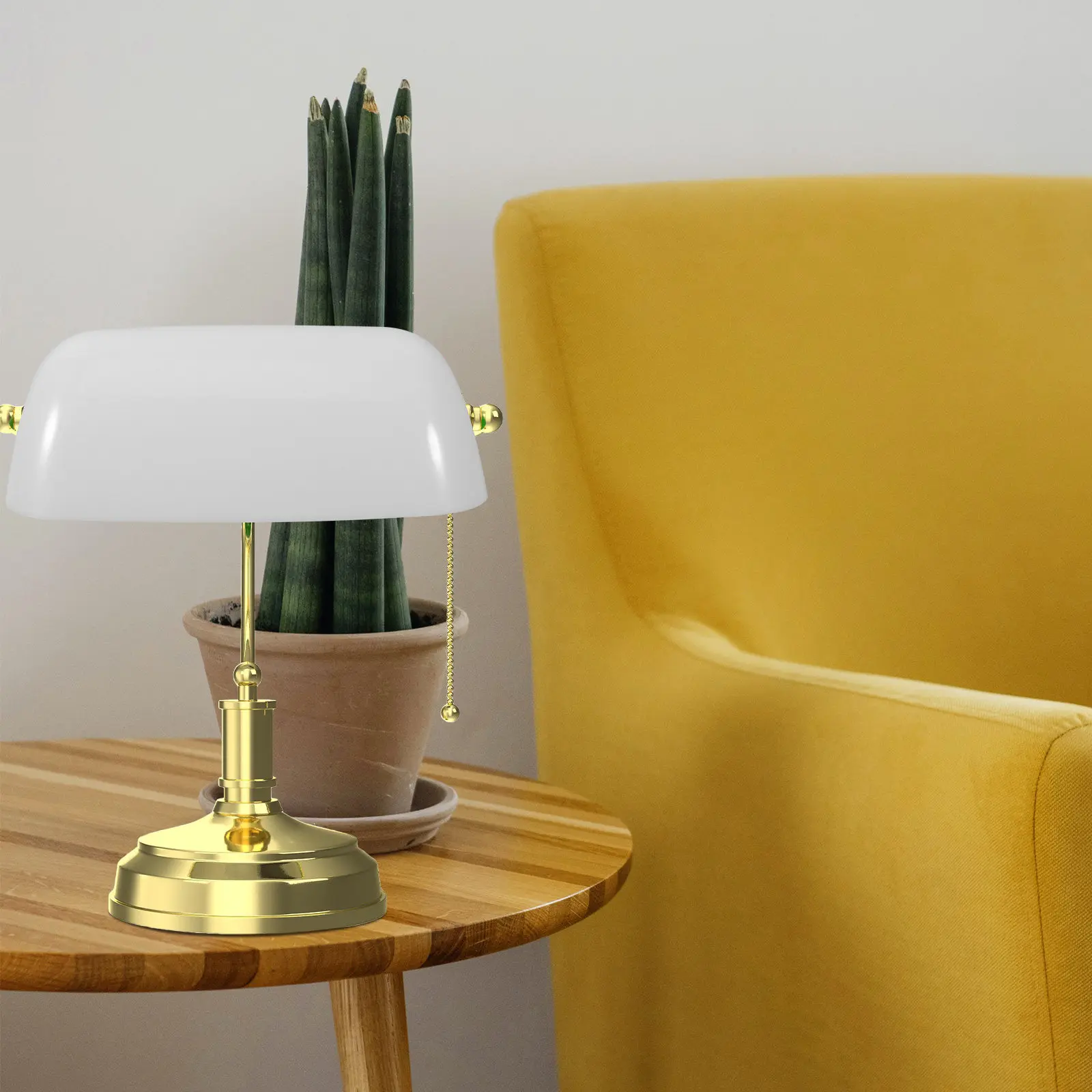 Bankers Lamp Shade Retro Plastic Lampshade White Replacement Desk Nightstand Light Cover Anti-Glare Vintage Style