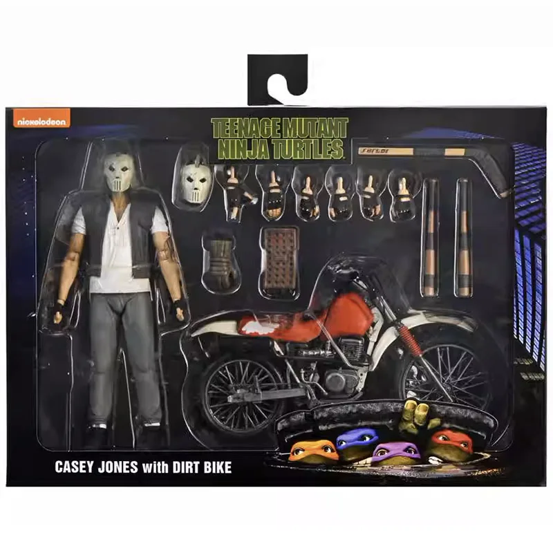 كاسي جونز مع شخصية الدراجة الترابية NECA 54514 في سن المراهقة متحولة نينجا السلاحف عمل التماثيل أنيمي TMNT نموذج الطرفية 7 بوصة هدية #5