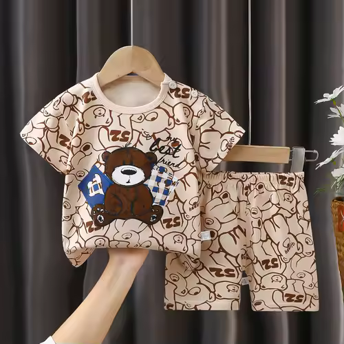 2PCS Children's Sets mother Kids Clothes Boys Girl T-shirt Shorts Summer Cotton Short sleeve Baby Children Clothing Toddler Suit - Image 3
