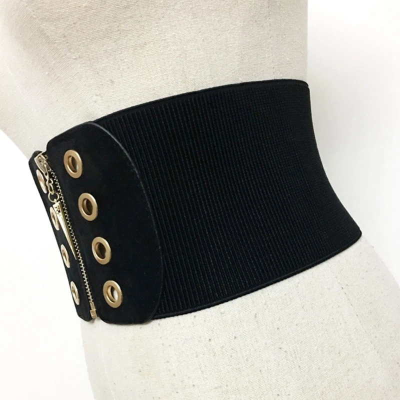 Wide Elastic Waist Belt for Women Stretchy Girdle Corset Zipper Closure