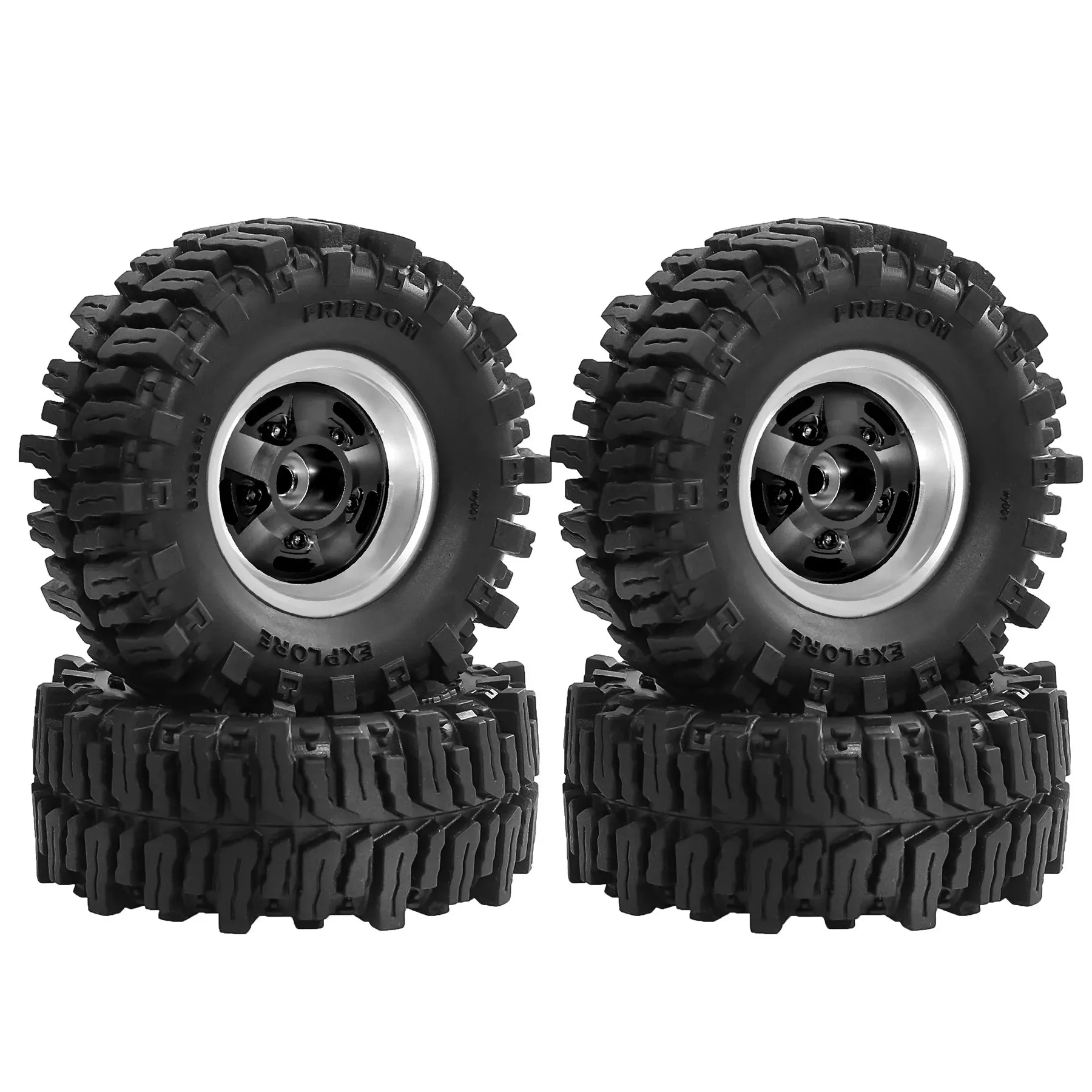 

4pcs 1.3 Inch Soft Muddy Tire Beadlock Wheel Rim for 1/18 1/24 Scale RC Crawler Car Parts Compatible with TRX4M SCX24