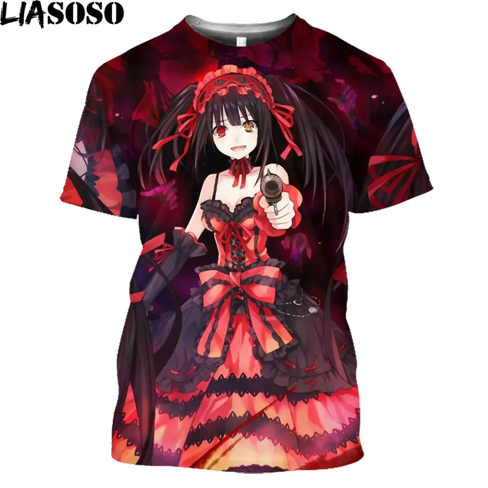 LIASOSO Men's T shirts Anime Tohka Tokisaki 3D Print Women Fashion Casual Loose Oversized T-shirts Clothing Unisex Summer Tshirt