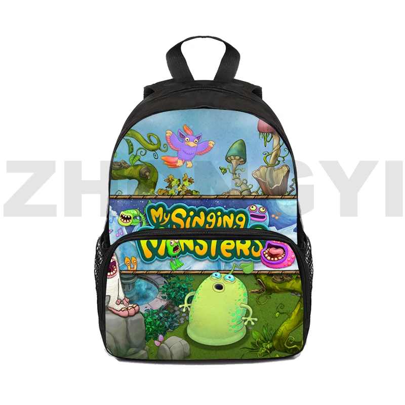 

16 Inch Video Game My Singing Monsters Mini Backpack Preppy Cute Kids School Bags 3D Top Quality Hiking Trekking Shoulder Bag