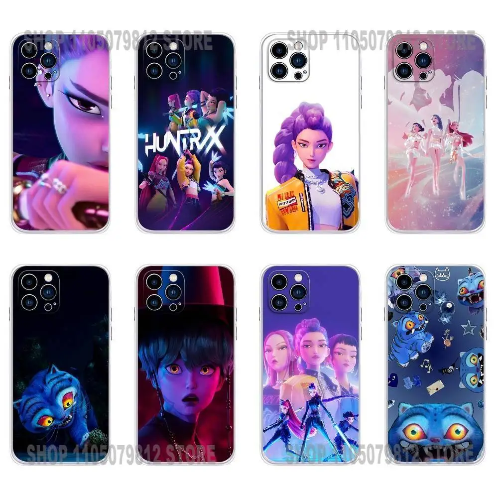 

Golden KPop D-Demon H-Hunters Cat Phone Case For iPhone 17 16,15,14,13,12,11 Plus,Pro,Max,XR,Plus,E,Mini Transparent Soft Cover