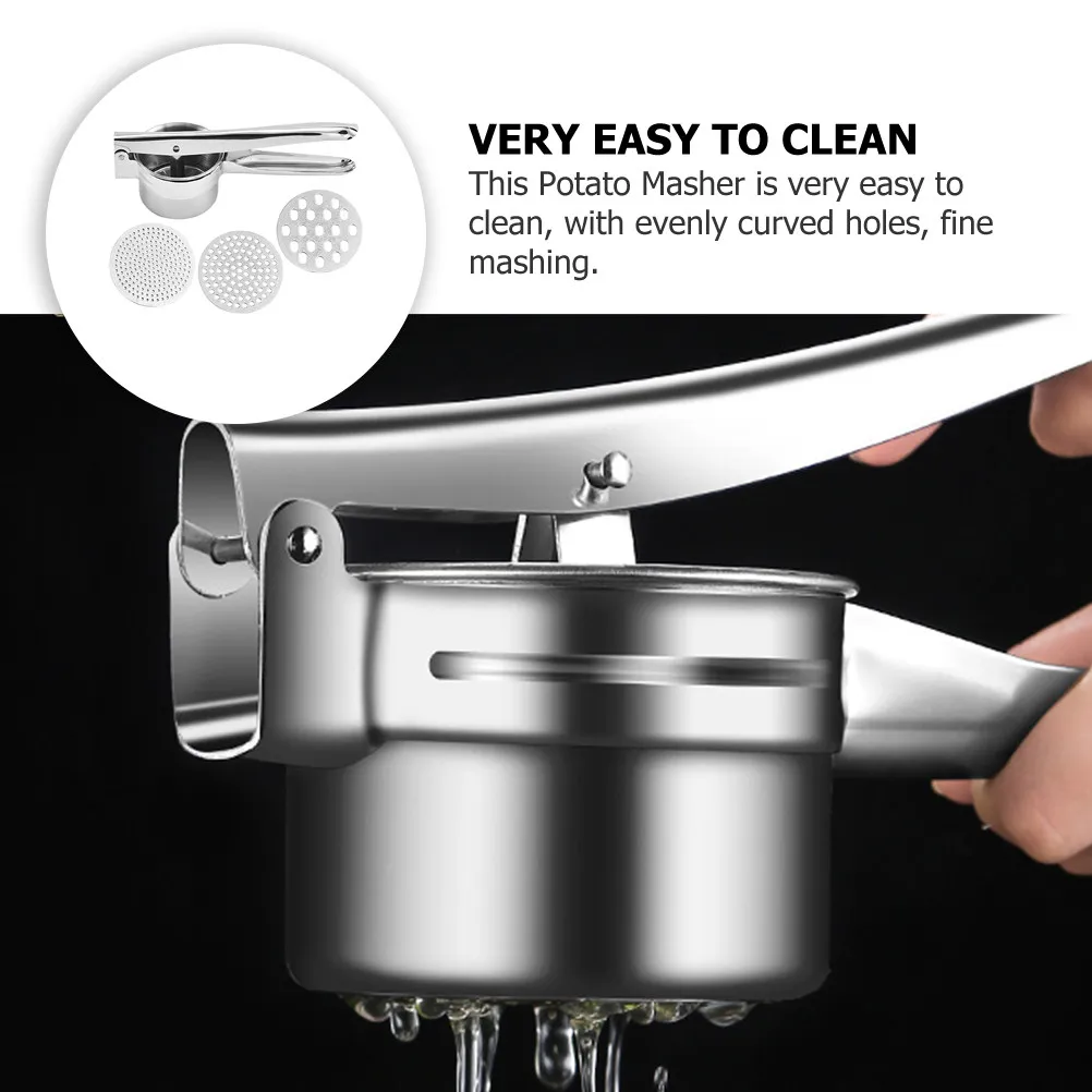 1Set Stainless Steel Potato Masher Multi-Function Manual Kitchen Tool for Mashing Potatoes Yams Sweet Potatoes Vegetable Ricer