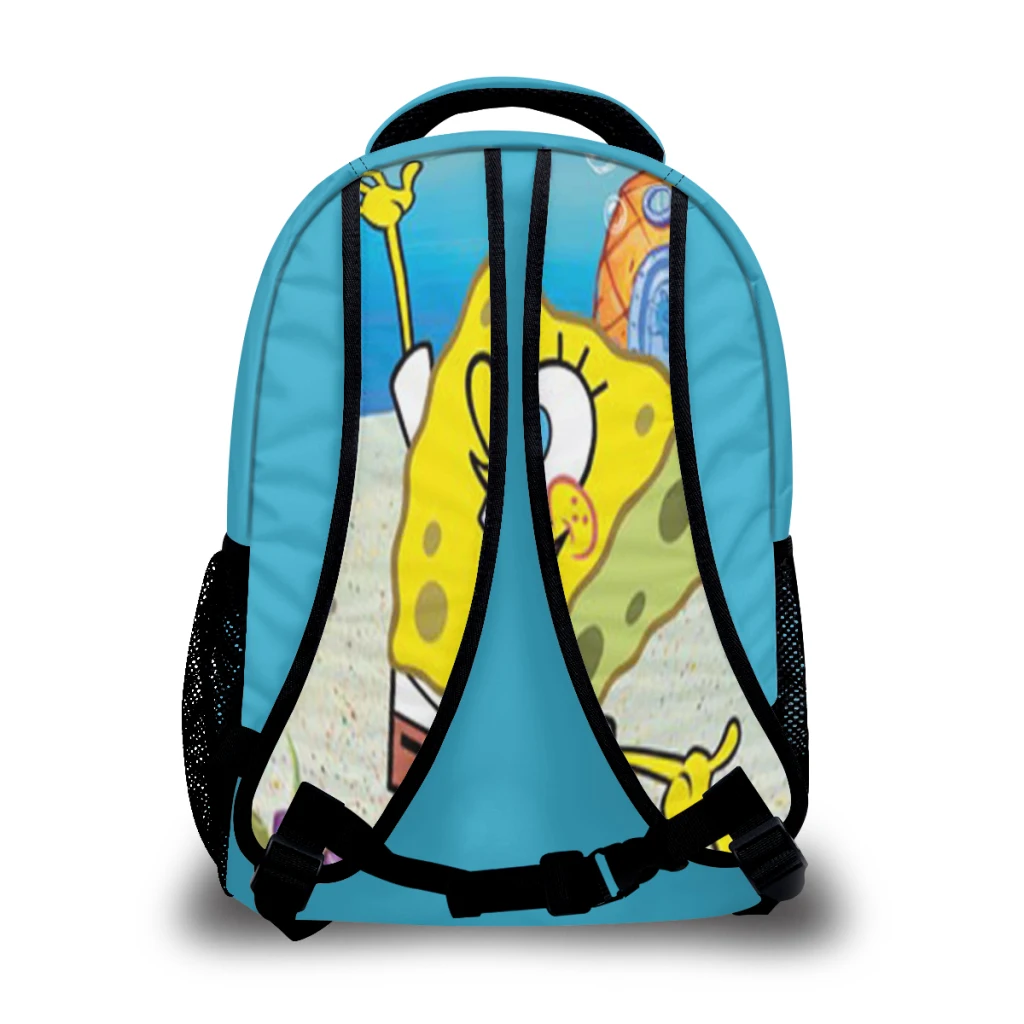 Bonito Spongebob Padrão School Bag, desenhos animados mochila impressão, elegante, novo, 17"