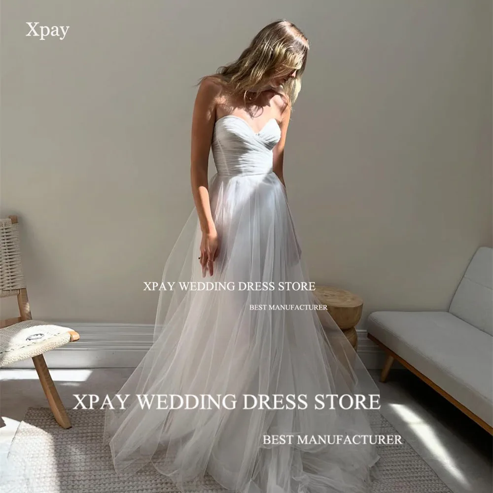 XPAY-Robe de Mariée Trapèze en Tulle Plissé Personnalisé, Tenue Éducative, Dos aux, pour Patients