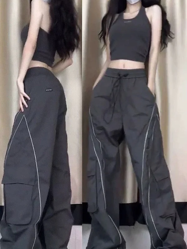 

Lightweight Summer Jazz Dance Loose Fit Casual Work Pants American Retro Qui Dry Sport Pants for Women Vibe Commute Sle